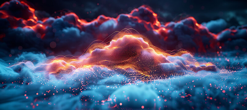 closeup of IT solutions interfaces within the cloud showing detailed data streams and holographic connections Macro Photography and RealTime Eye AF highlight the intricate digital details