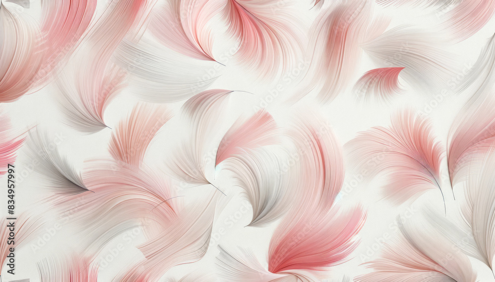 Aufkleber abstract feather pattern in pink and white hues with a creative flair on a light background, concept