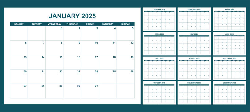 template 2025 calendar for company or school - Powered by Adobe