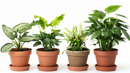 Four of many different popular potted plants with name