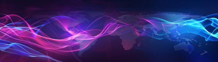 Abstract digital wave patterns with vibrant pink and blue hues over a dark background, portraying a sense of technology and energy.