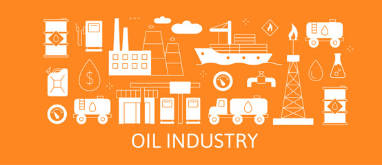 Oil industry Concept extraction production refinery and transportation oil