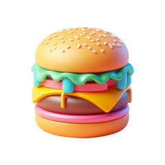 3d Burger icon editable isolated