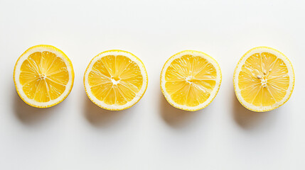 Four with fresh lemons on white background