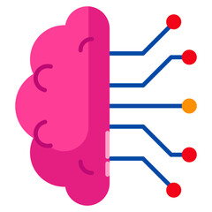 Brain Ai style on flat icon. vector illustration