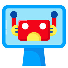 Bot computer style on flat icon. vector illustration