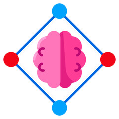 Brain Simulation style on flat icon. vector illustration