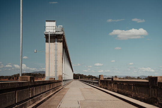 Looking along the Dam Wall at Hume Dam near Albury and Wodonga.