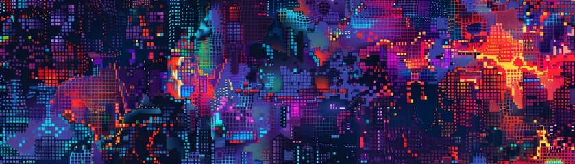 Vibrant digital abstract artwork with multi-colored geometric shapes creating a dynamic, futuristic visual experience.