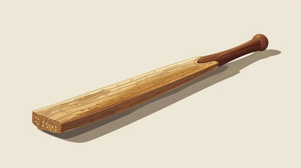 Naklejka premium Sleek Cricket Bat Vector Graphic on Neutral Background with Well-Crafted Handle