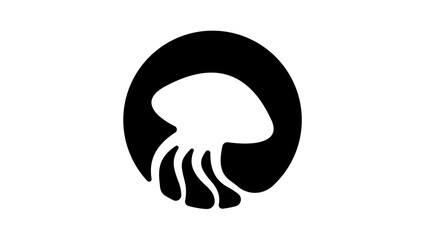 Jellyfish logo, black isolated silhouette