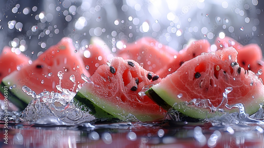 Aufkleber a refreshing watermelon juice splash bursting. generative ai.