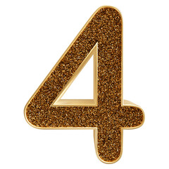 Golden Glitter 3D Number 4