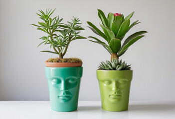 Obraz premium Upcycled cup transformed into a unique succulent planter for eco-conscious homemakers