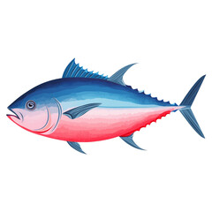 Obraz premium Tuna Fish PNG, Tuna Fish Clip Art, Colorful tuna isolated on a white background, Cute stock illustration, Watercolor hand drawn, Ocean PNG, Beach PNG, Sea PNG, Hawaii PNG, Fish PNG, Shark PNG