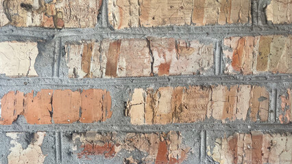 Brick red wall background of a old