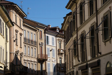Historic buildings along via Italia in Monza, Italy