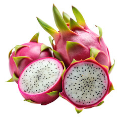 Dragon fruit or pitaya or pitahaya on white background