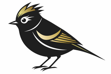Obraz premium A beautiful goldcrest bird silhouette black vector artwork illustration
