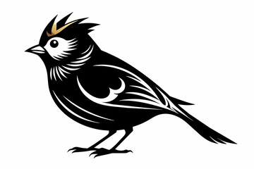 A beautiful goldcrest bird silhouette black vector artwork illustration