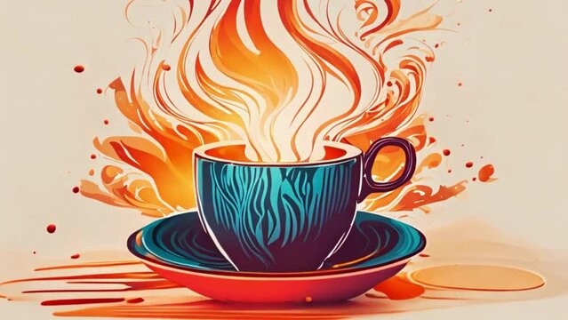 An energetic coffee cup, with steam softly ascending, is just what you need for a morning cafe ad