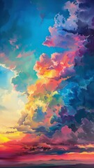 Amazing digital art of a colorful cloudscape.