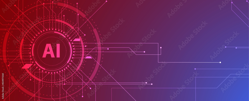 Aufkleber Abstract Artificial intelligence. Cloud computing. Machine learning. Technology web background. Virtual concept futuristic background. Vector art.