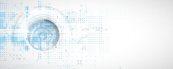 Abstract Artificial intelligence. Cloud computing. Machine learning. Technology web background. Virtual concept futuristic background. Vector art.