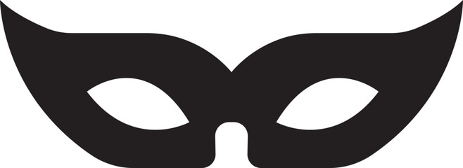 Carnival masks silhouettes. Black fill icon of masquerade mask for party, parade and carnival for Mardi Gras and Halloween. Fantasy ornate face mask symbol element isolated on transparent background.