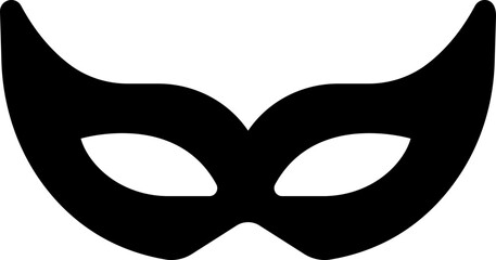 Carnival masks silhouettes. Black fill icon of masquerade mask for party, parade and carnival for Mardi Gras and Halloween. Fantasy ornate face mask symbol element isolated on transparent background.