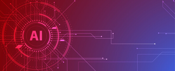 Abstract Artificial intelligence. Cloud computing. Machine learning. Technology web background. Virtual concept futuristic background. Vector art.