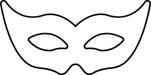 Carnival mask silhouettes. Black line icon of masquerade mask for party, parade and carnival for Mardi Gras and Halloween. Fantasy face mask element editable stock isolated on transparent background.