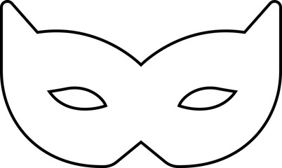 Carnival mask silhouettes. Black line icon of masquerade mask for party, parade and carnival for Mardi Gras and Halloween. Fantasy face mask element editable stock isolated on transparent background.