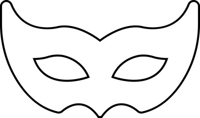 Carnival mask silhouettes. Black line icon of masquerade mask for party, parade and carnival for Mardi Gras and Halloween. Fantasy face mask element editable stock isolated on transparent background.