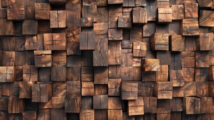 Wooden blocks for interior design, wall decoration and decorative elements.