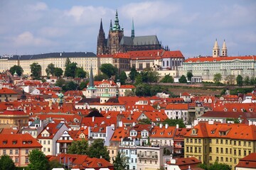 Prague cityscape with castle