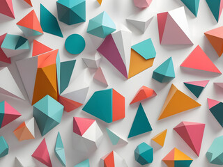 Obraz premium фон из больших геометрических фигур разных цветов на белом фоне, сюрреализм