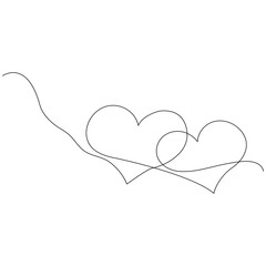 Heart continuous one line drawing outline vector illustration

