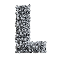 Alphabet made of soccer balls, letter L