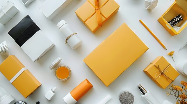 skincare products and gift boxes background