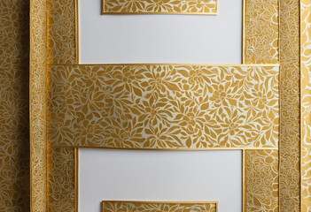 Elegant Japanese Gilt Frame Featuring Traditional Pattern on Textured Paper