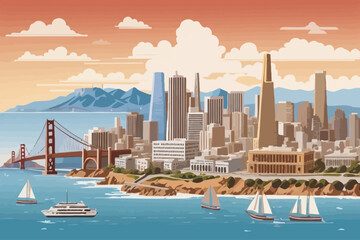 coloring map of San Francisco illustrated