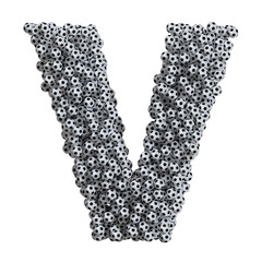 Alphabet made of soccer balls, letter V
