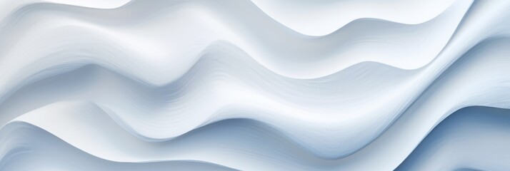 Obraz premium Abstract white silk texture background with flowing, wavy patterns and smooth gradients. Horizontal image with ample space for text. Minimalist design, white elegance, abstract background, smooth silk