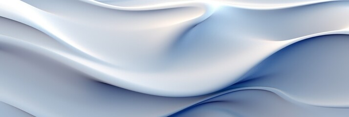 Obraz premium Abstract background with smooth, flowing white and blue gradients, horizontal image featuring gentle, wavy lines and a cool, calm aesthetic, ideal for a banner with space for textAbstract gradient 