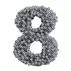 Alphabet made of soccer balls, number 8