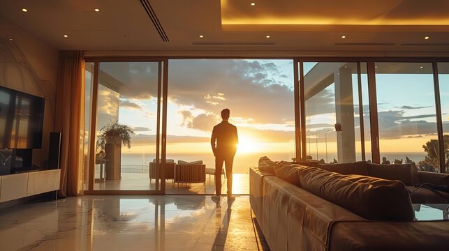 A real estate agent hosting an open house event in a luxurious home focus on event, open house theme, dynamic, manipulation, luxury home backdrop