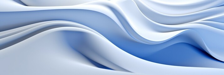 Obraz premium Abstract white silk texture background with flowing, wavy patterns and smooth gradients. Horizontal image with ample space for text. Minimalist design, white elegance, abstract background, smooth silk
