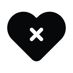 Simple Broken Heart glyph icon. The icon can be used for websites, print templates, presentation templates, illustrations, etc