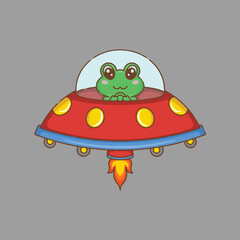 artwork illustrator and T shirt design cute frog alien character 